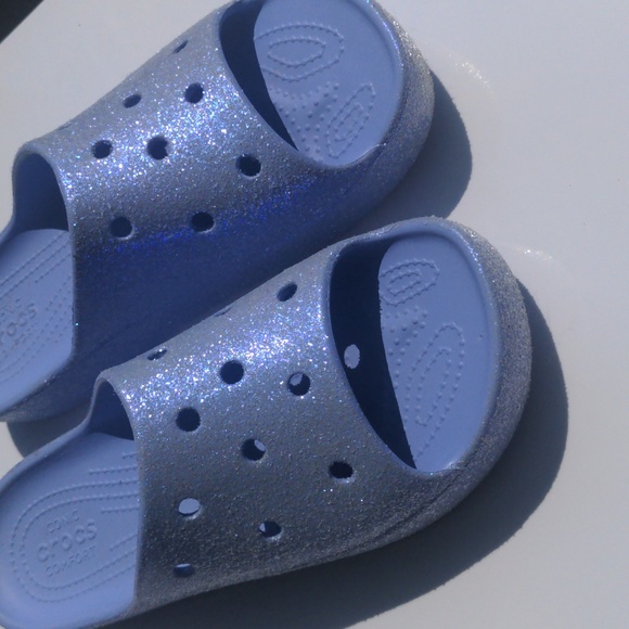 Sparkly glitter platform Moon Jelly Crocs in purple sz 10 - Picture 1 of 12